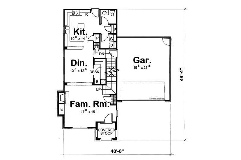 House Blueprint - Floor Plan - Main Floor for Colonial House Plan #20-1226 - 4 bed, 2.5 bath