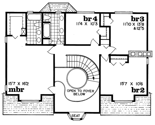 Tudor Floor Plan - Upper Floor Plan #47-446