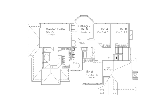 Floor Plan - Upper Floor for Traditional House Plan #320-458 - 4 bed, 2.5 bath
