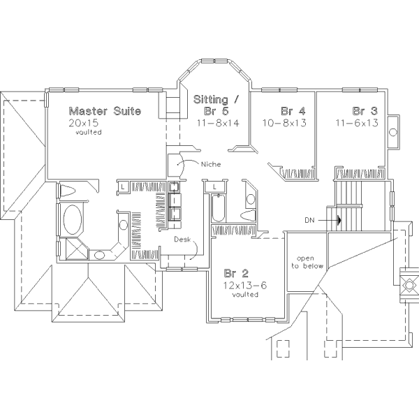 Traditional Floor Plan - Upper Floor Plan #320-458