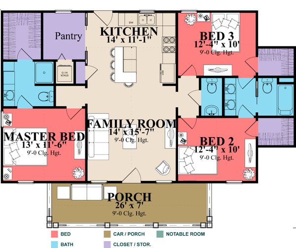 Farmhouse Floor Plan - Main Floor Plan #63-419