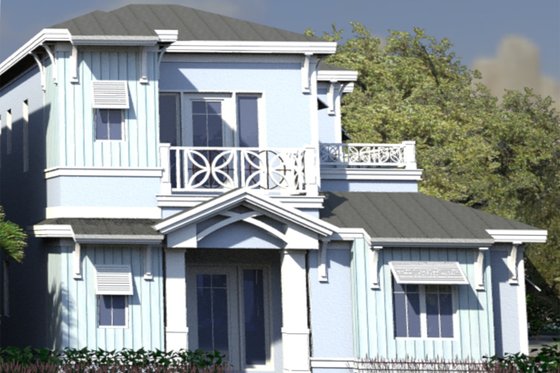 Exterior - Front Elevation for Beach House Plan #548-44 - 3 bed, 3.5 bath