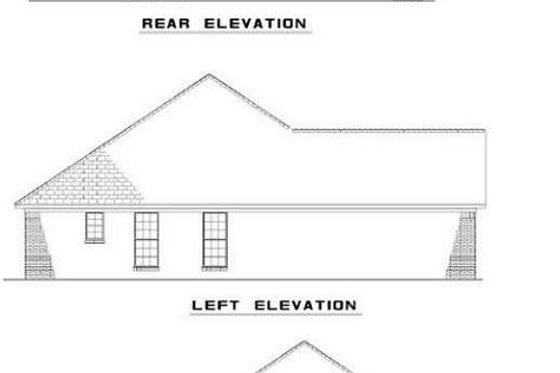 Exterior - Rear Elevation 1 for Ranch House Plan #17-1044 - 3 bed, 2 bath