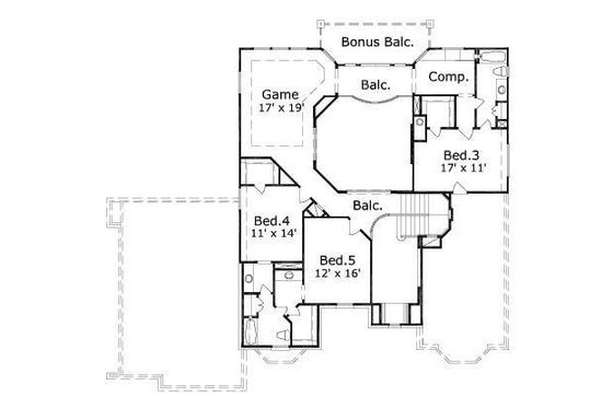 Floor Plan - Upper Floor for European House Plan #411-587 - 5 bed, 4 bath