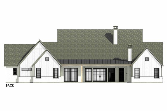 Exterior - Rear Elevation 1 for Farmhouse House Plan #1096-49 - 4 bed, 4.5 bath