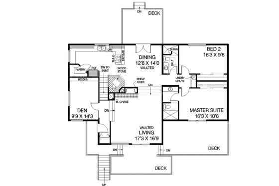 Floor Plan - Main Floor for Modern House Plan #60-453 - 3 bed, 2.5 bath