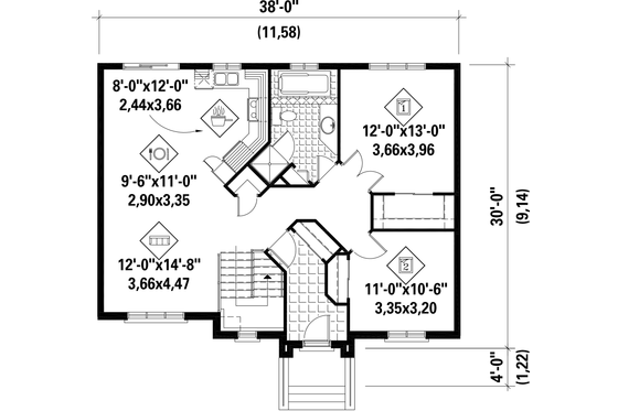 Floor Plan - Main Floor for Traditional House Plan #25-4826 - 2 bed, 1 bath