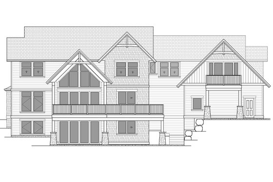 Exterior - Rear Elevation for Craftsman House Plan #1086-11 - 3 bed, 3.5 bath