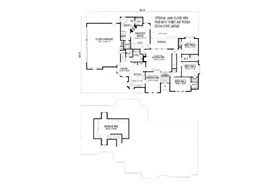 Floor Plan - Other Floor 1 for European House Plan #40-147 - 4 bed, 2.5 bath