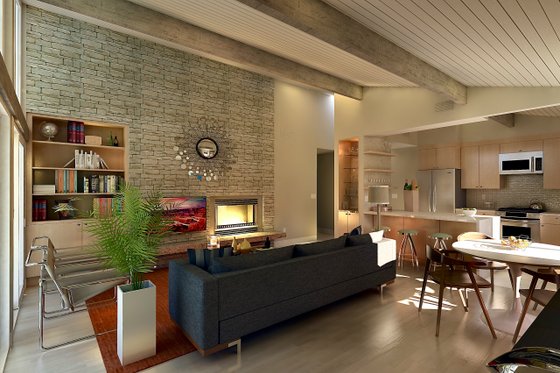 Interior - Family Room for Ranch House Plan #489-2 - 3 bed, 2.5 bath