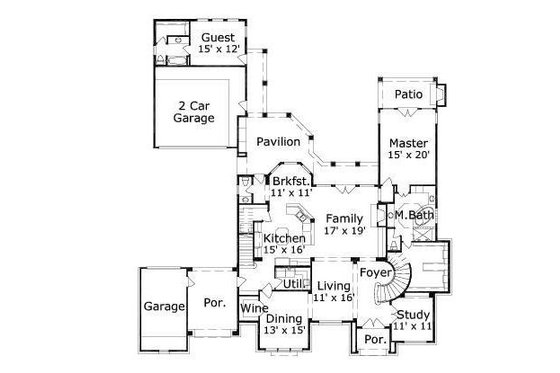 Floor Plan - Main Floor for European House Plan #411-626 - 5 bed, 5.5 bath