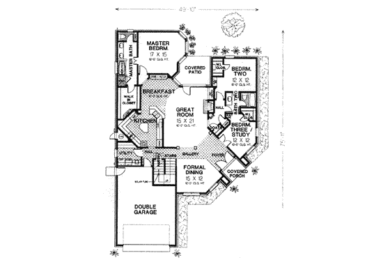 Floor Plan - Main Floor for Colonial House Plan #310-541 - 3 bed, 2 bath