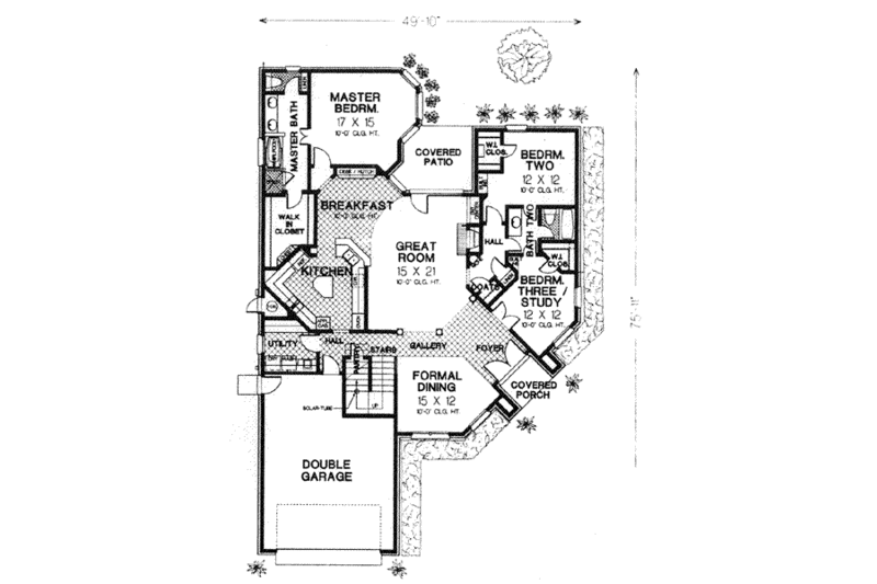 Dream House Plan - Floor Plan - Main Floor for Colonial House Plan #310-541 - 3 bed, 2 bath