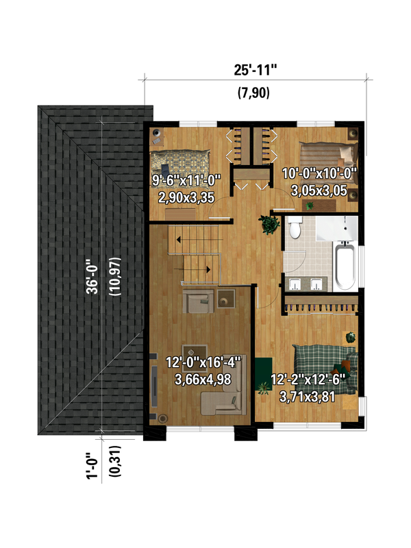 House Blueprint - Contemporary Floor Plan - Upper Floor Plan #25-4881