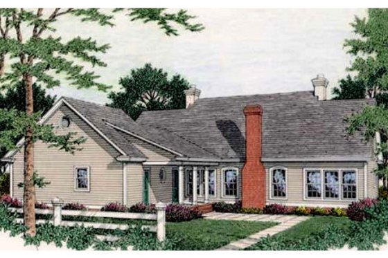 Exterior - Rear Elevation 1 for Southern House Plan #406-110 - 5 bed, 3.5 bath