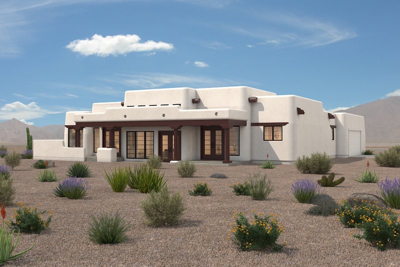 Dream House Plan - Exterior - Rear Elevation for Adobe / Southwestern House Plan #72-1024 - 3 bed, 2.5 bath