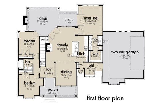 Floor Plan - Main Floor for Farmhouse House Plan #120-262 - 3 bed, 2 bath