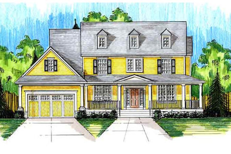 House Blueprint - Country Exterior - Front Elevation Plan #46-488