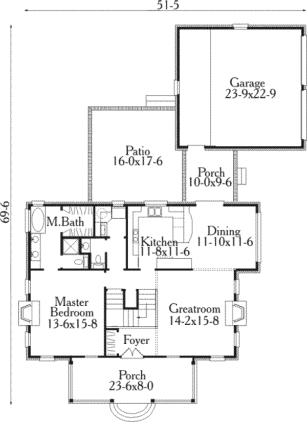 Home Plan - Southern Floor Plan - Main Floor Plan #406-179