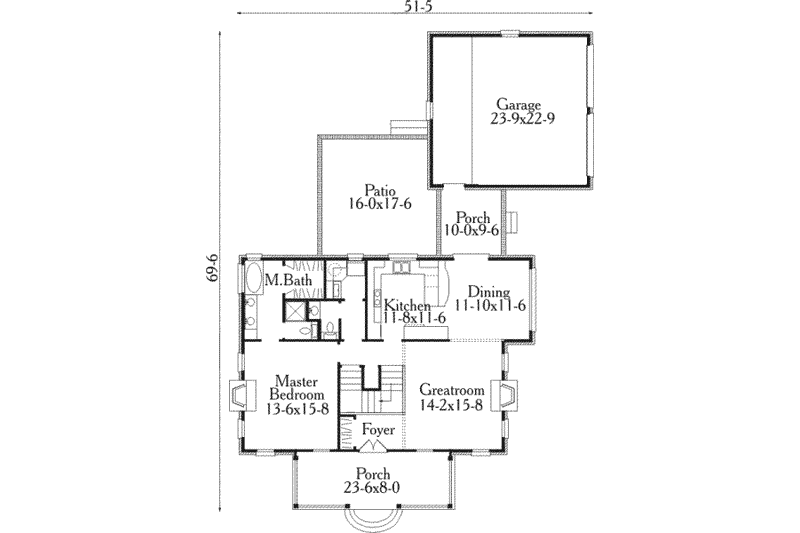 Dream House Plan - Floor Plan - Main Floor for Southern House Plan #406-179 - 3 bed, 2.5 bath
