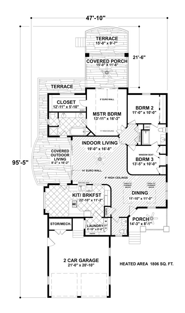 Home Plan - Craftsman Floor Plan - Main Floor Plan #56-709