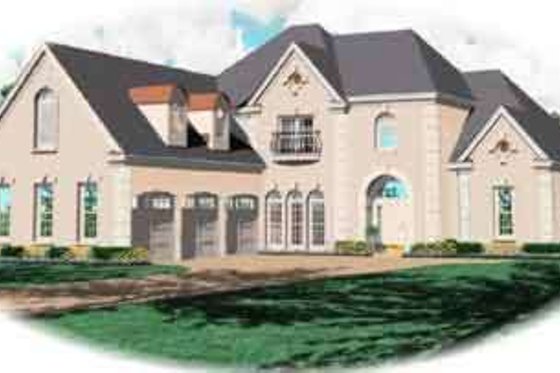 Exterior - Front Elevation for European House Plan #81-598 - 4 bed, 3 bath