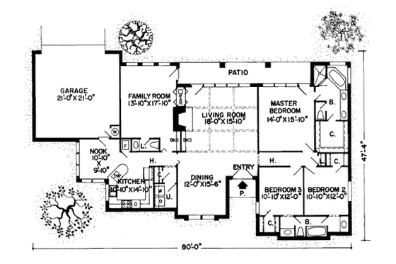 Floor Plan - Main Floor House Plan #312-767 - 3 bed, 2.5 bath