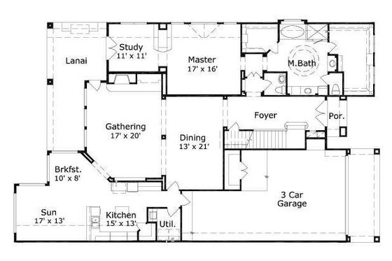 Floor Plan - Main Floor for European House Plan #411-369 - 3 bed, 3.5 bath