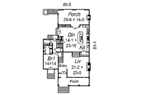Floor Plan - Main Floor for Southern House Plan #329-318 - 4 bed, 4.5 bath