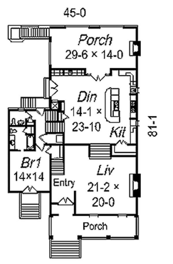 Southern Floor Plan - Main Floor Plan #329-318