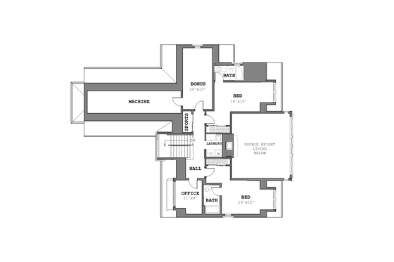 Floor Plan - Upper Floor for Modern House Plan #926-6 - 3 bed, 3.5 bath