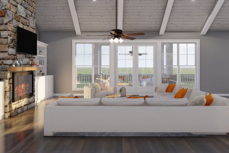 House Design - Interior - Family Room for Farmhouse House Plan #923-382 - 3 bed, 2.5 bath