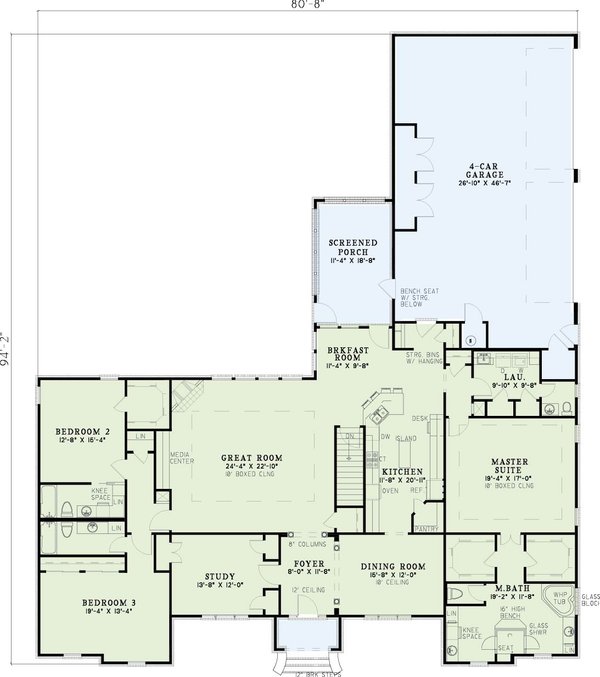 Home Plan - Traditional Floor Plan - Main Floor Plan #17-1014