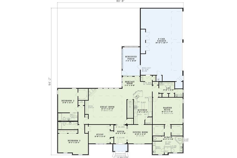 House Blueprint - Floor Plan - Main Floor for Traditional House Plan #17-1014 - 4 bed, 4.5 bath
