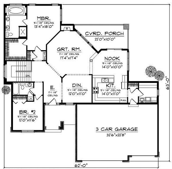 House Plan Design - Ranch Floor Plan - Main Floor Plan #70-864
