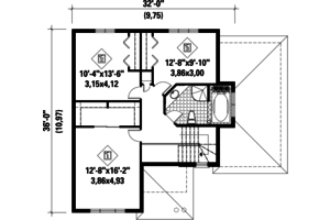 Floor Plan - Upper Floor for European House Plan #25-4846 - 3 bed, 1 bath