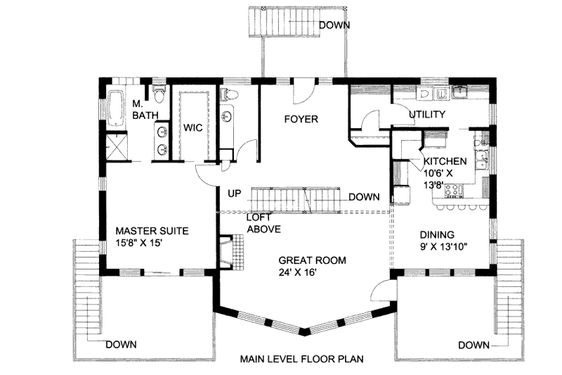 Dream House Plan - Floor Plan - Main Floor for Cabin House Plan #117-607 - 3 bed, 2 bath