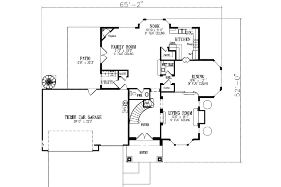 Floor Plan - Main Floor for Mediterranean House Plan #1-636 - 4 bed, 3.5 bath