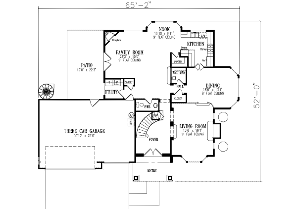 Dream House Plan - Mediterranean Floor Plan - Main Floor Plan #1-636