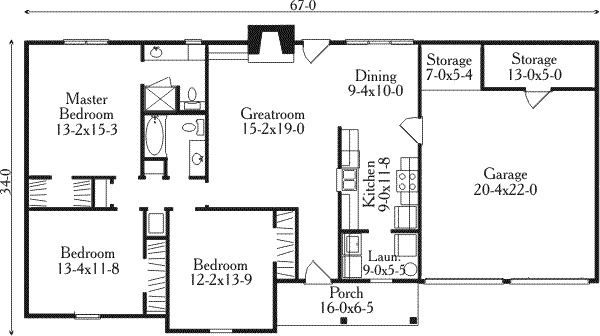 House Blueprint - Ranch Floor Plan - Main Floor Plan #406-145