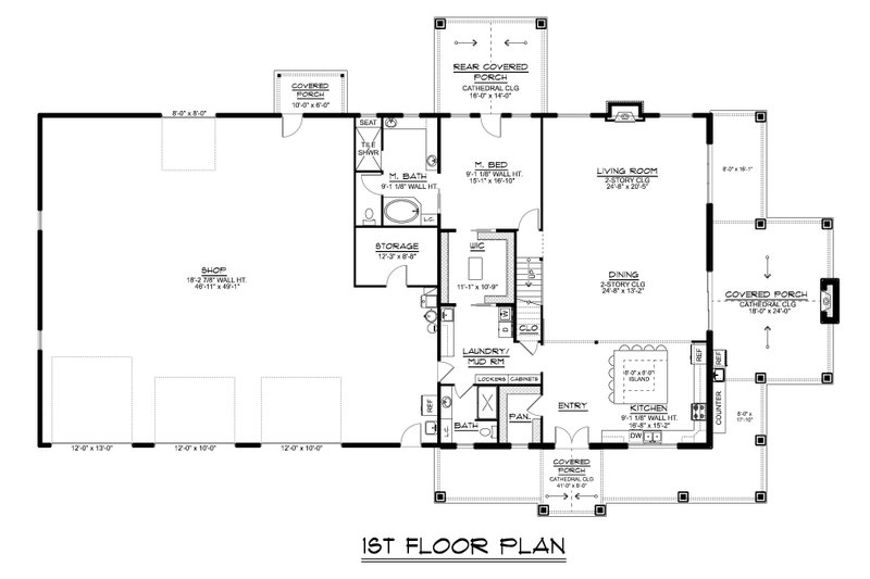 Home Plan - Floor Plan - Main Floor for Barndominium House Plan #1064-419 - 3 bed, 3 bath
