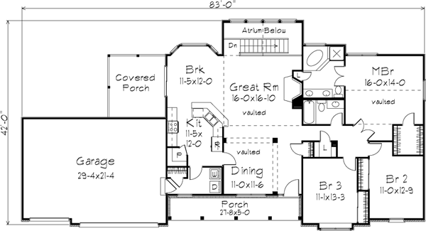 Architectural House Design - Country Floor Plan - Main Floor Plan #57-131