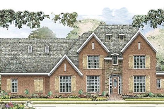 Exterior - Front Elevation for European House Plan #424-213 - 5 bed, 5 bath
