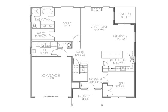 Floor Plan - Main Floor for Cottage House Plan #423-76 - 4 bed, 2.5 bath