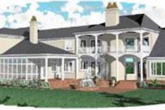 Exterior - Rear Elevation for European House Plan #81-413 - 5 bed, 4.5 bath