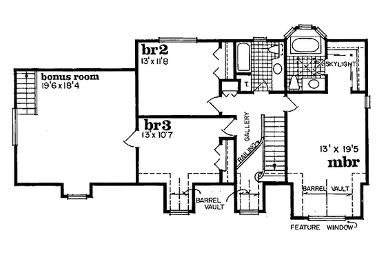 Floor Plan - Upper Floor for Traditional House Plan #47-153 - 3 bed, 2.5 bath