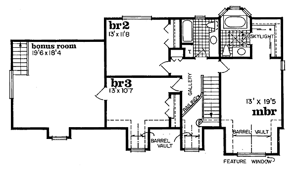 Traditional Floor Plan - Upper Floor Plan #47-153