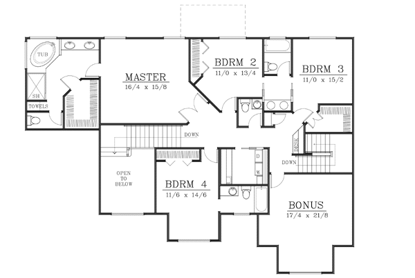 European Floor Plan - Upper Floor Plan #101-209