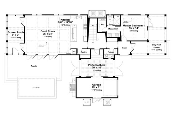 Floor Plan - Main Floor for Beach House Plan #443-15 - 5 bed, 5.5 bath