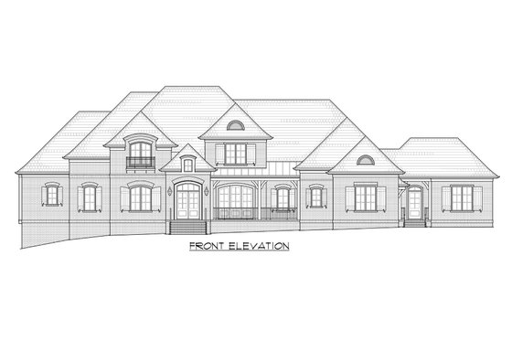 Exterior - Front Elevation 4 for European House Plan #1054-93 - 4 bed, 4.5 bath